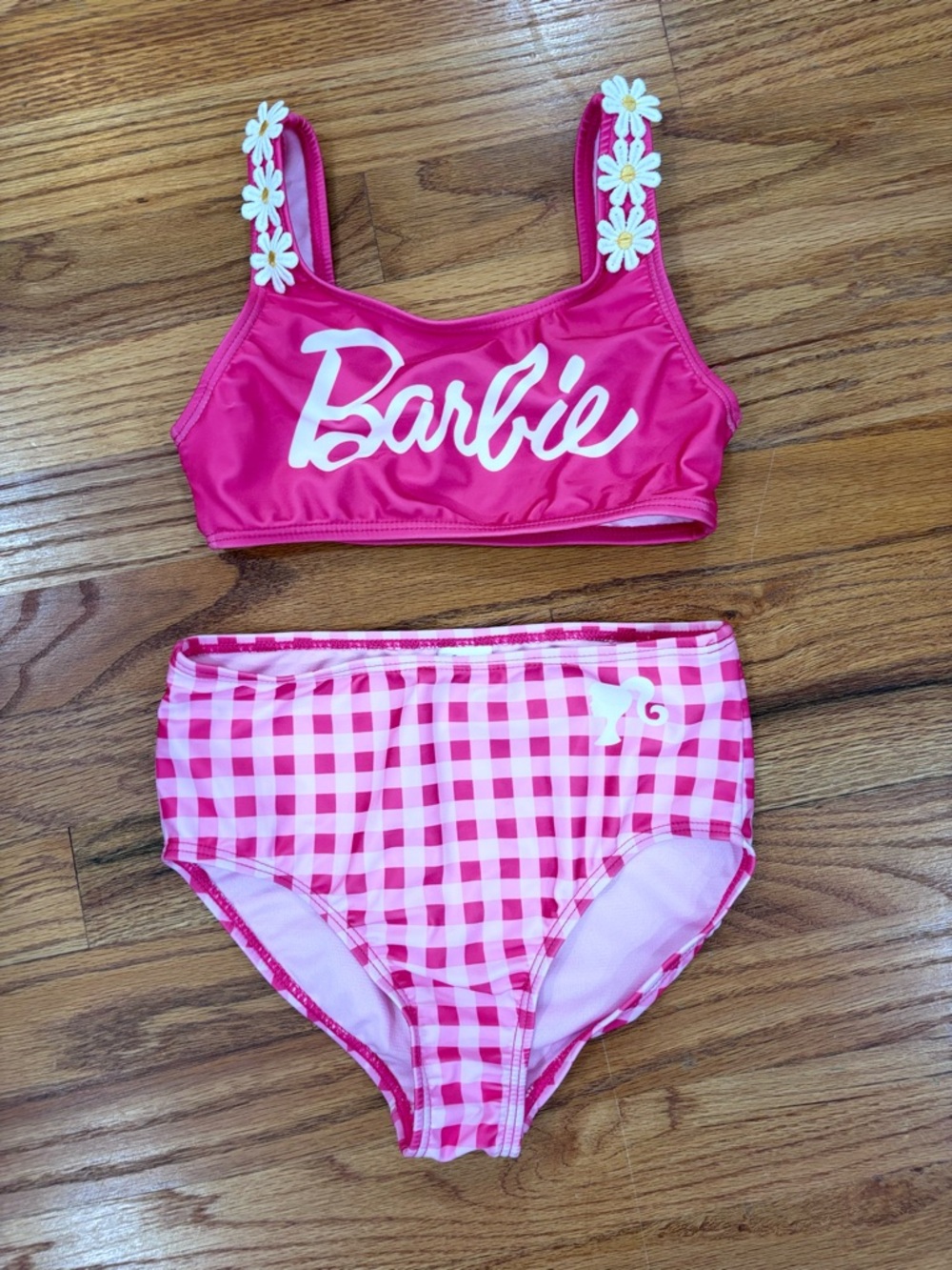 Barbie Girls Swimming Suit 2 Piece Bikini and Top Pink 6/6X - Picture 2 of 8